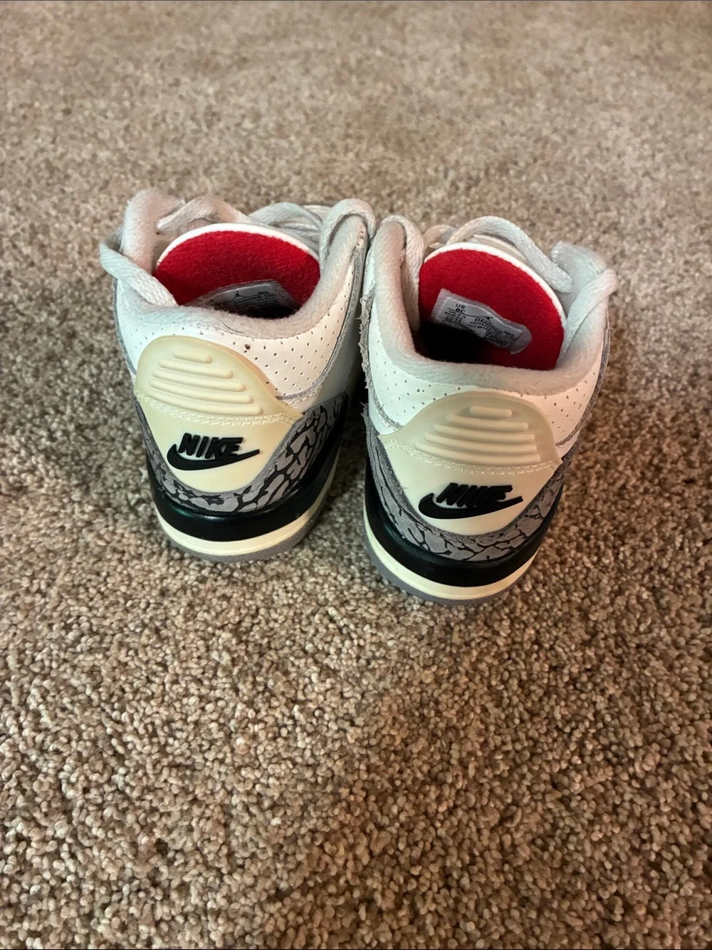Nike Air Jordan 3 Retro White Cement Kids Sneakers Size 8C